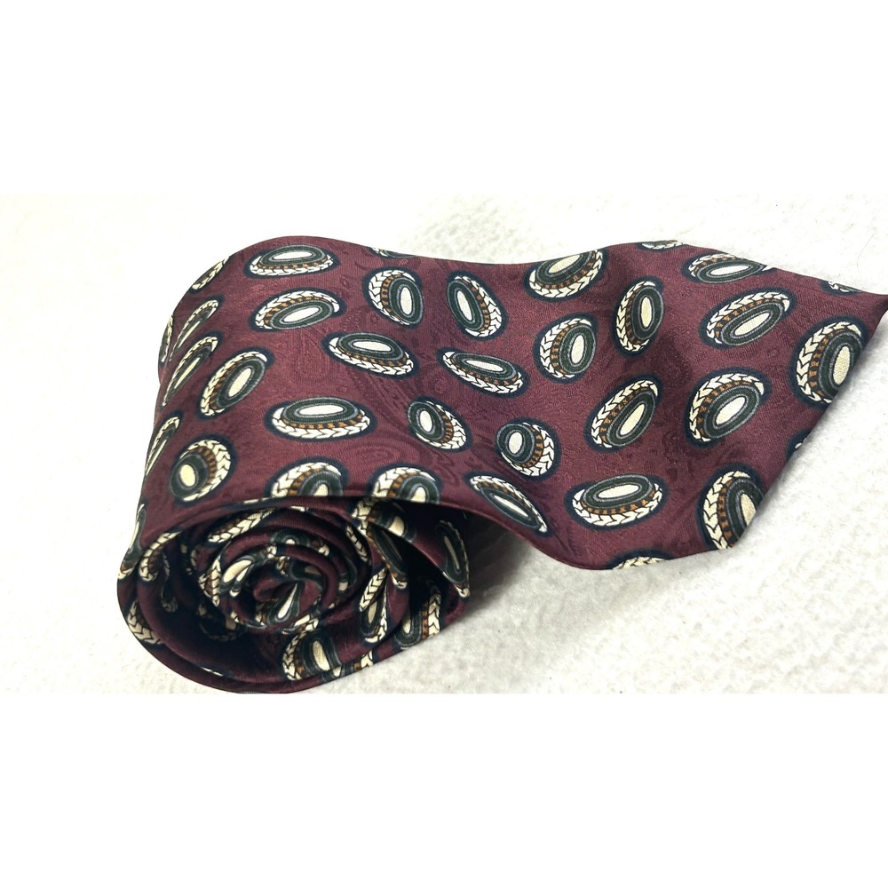 Robert Talbott‎ Studio Necktie Mens OS Burgundy Medallion Classic Silk Tie